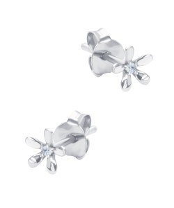 Beautiful Flower Crystal Silver Stud Earring STS-6436